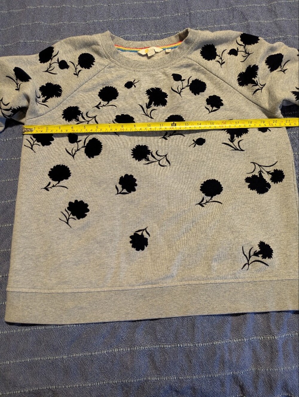 Boden Grey Sweatshirt with Black Floral Prints